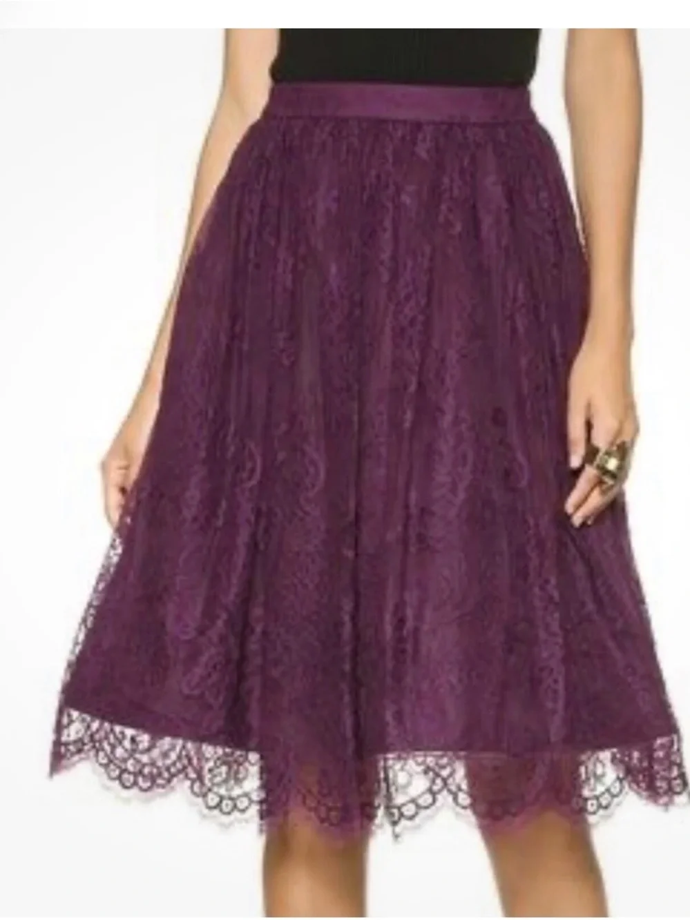 Alice + Olivia Plum Lace Midi Skirt